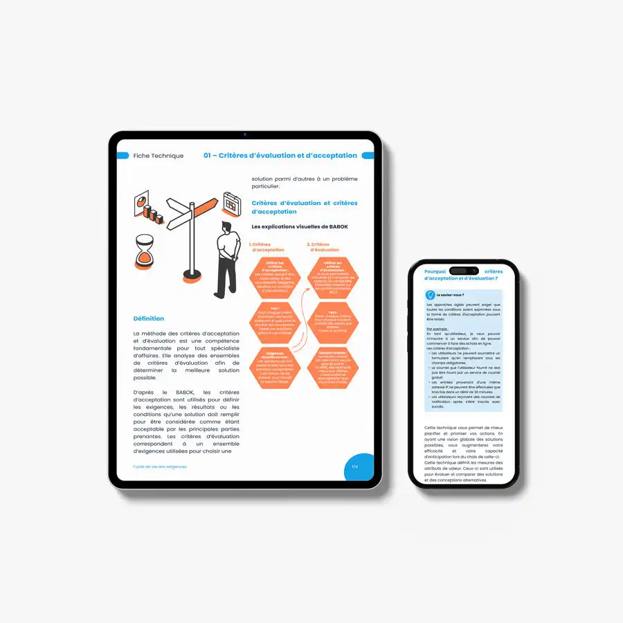 Mock up d'un ebook du BA Toolkit dans une tablette et un téléphone