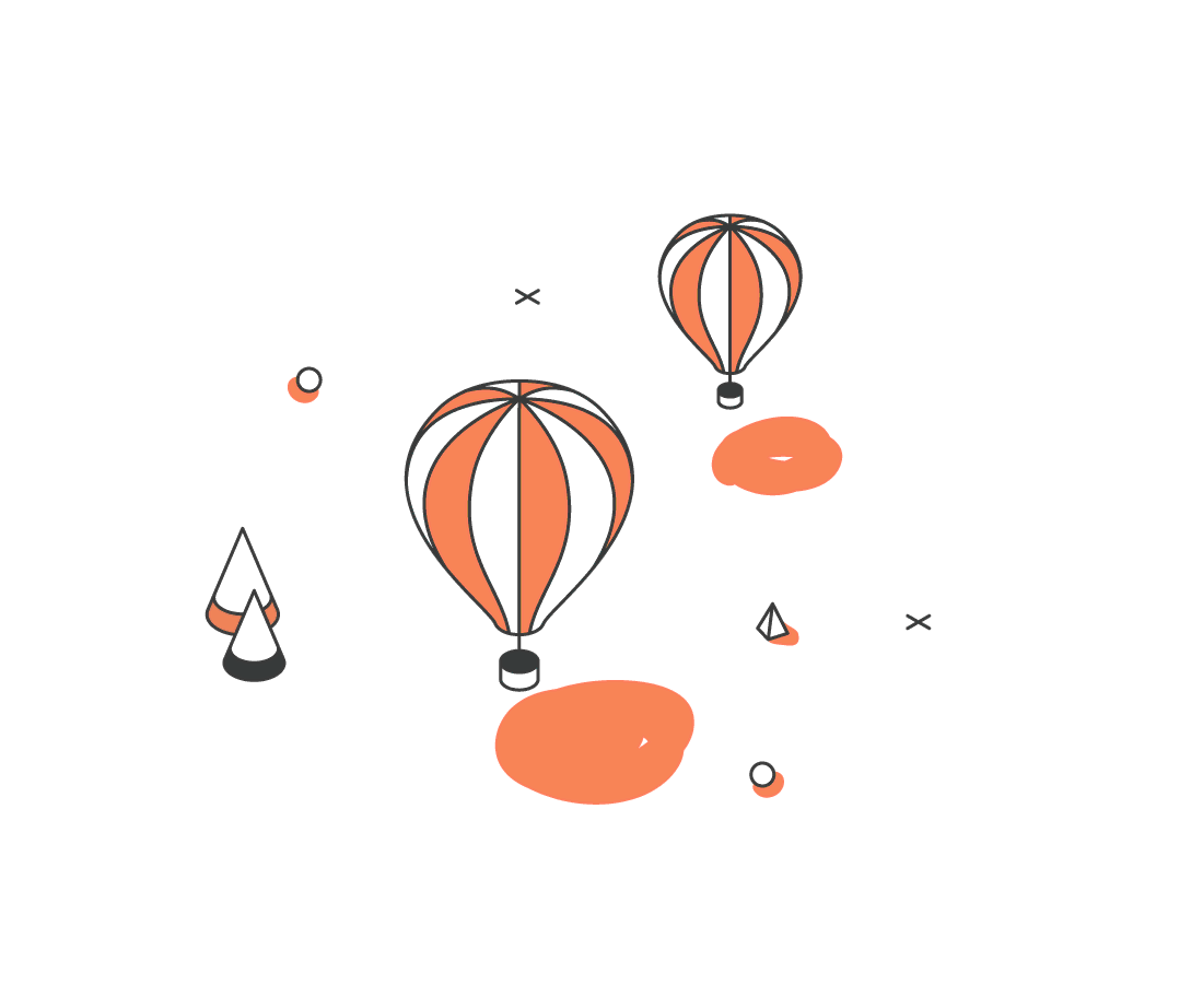 Ensemble d'icônes représentant des événements (montgolfières, petits triangles)