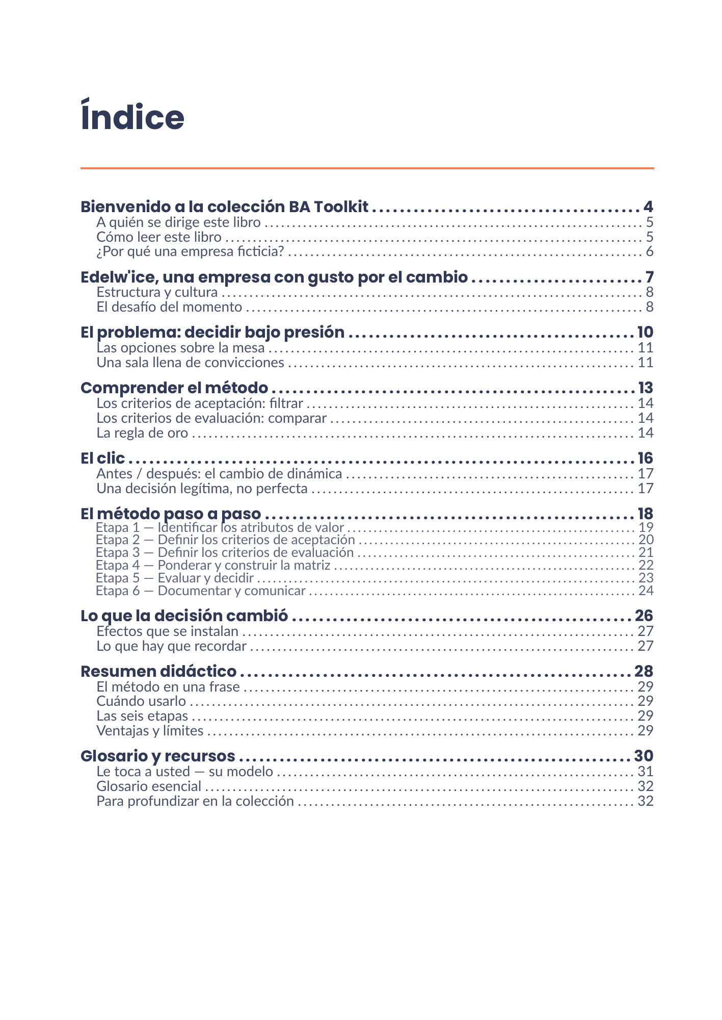Índice completo del eBook 01 - Critères d’évaluation et d’acceptation