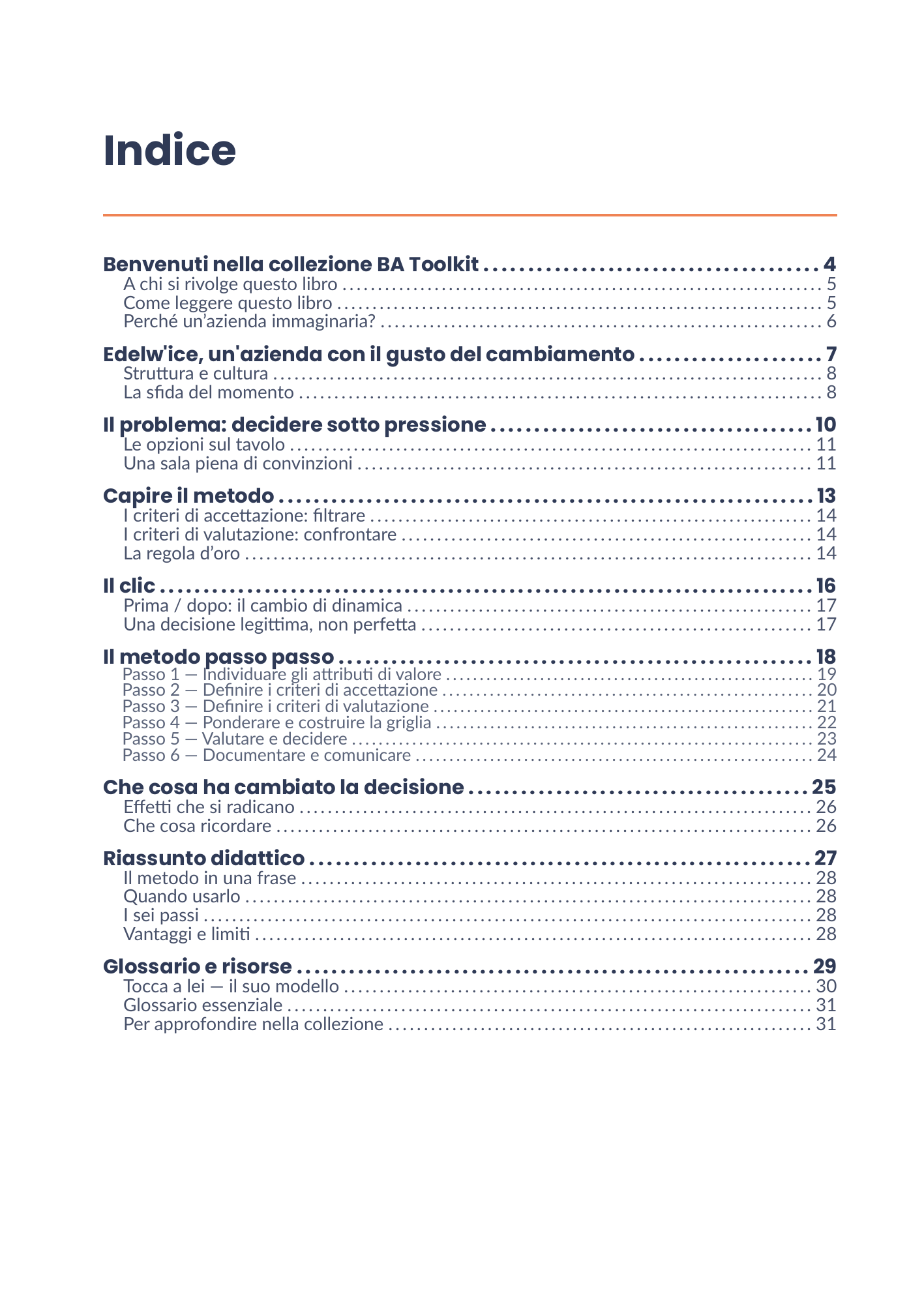 Indice completo dell'eBook 01 - Critères d’évaluation et d’acceptation
