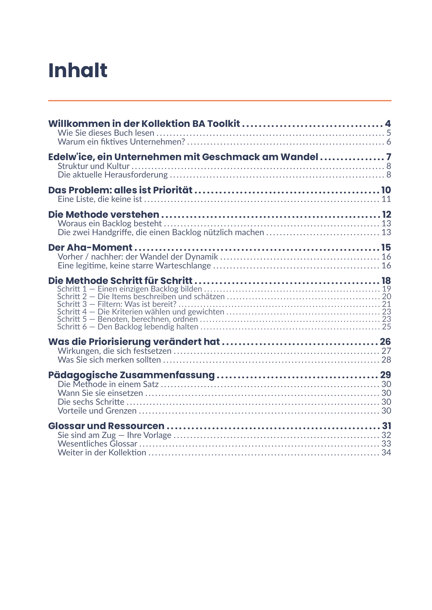 Vollständiges Inhaltsverzeichnis des E-Books 02 - Gestion du Backlog