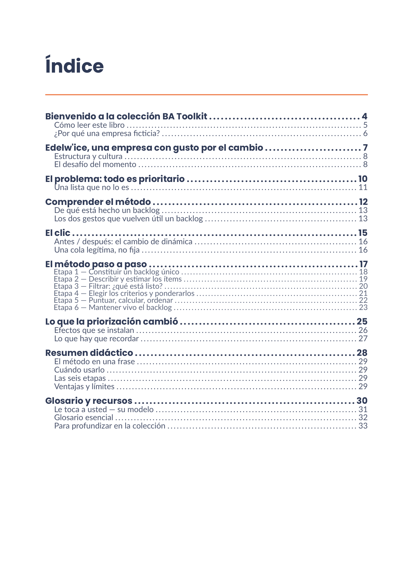 Índice completo del eBook 02 - Gestion du Backlog