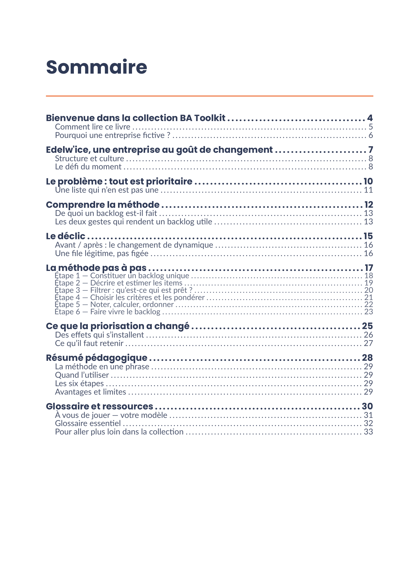 Sommaire complet de l'eBook 02 - Gestion du Backlog