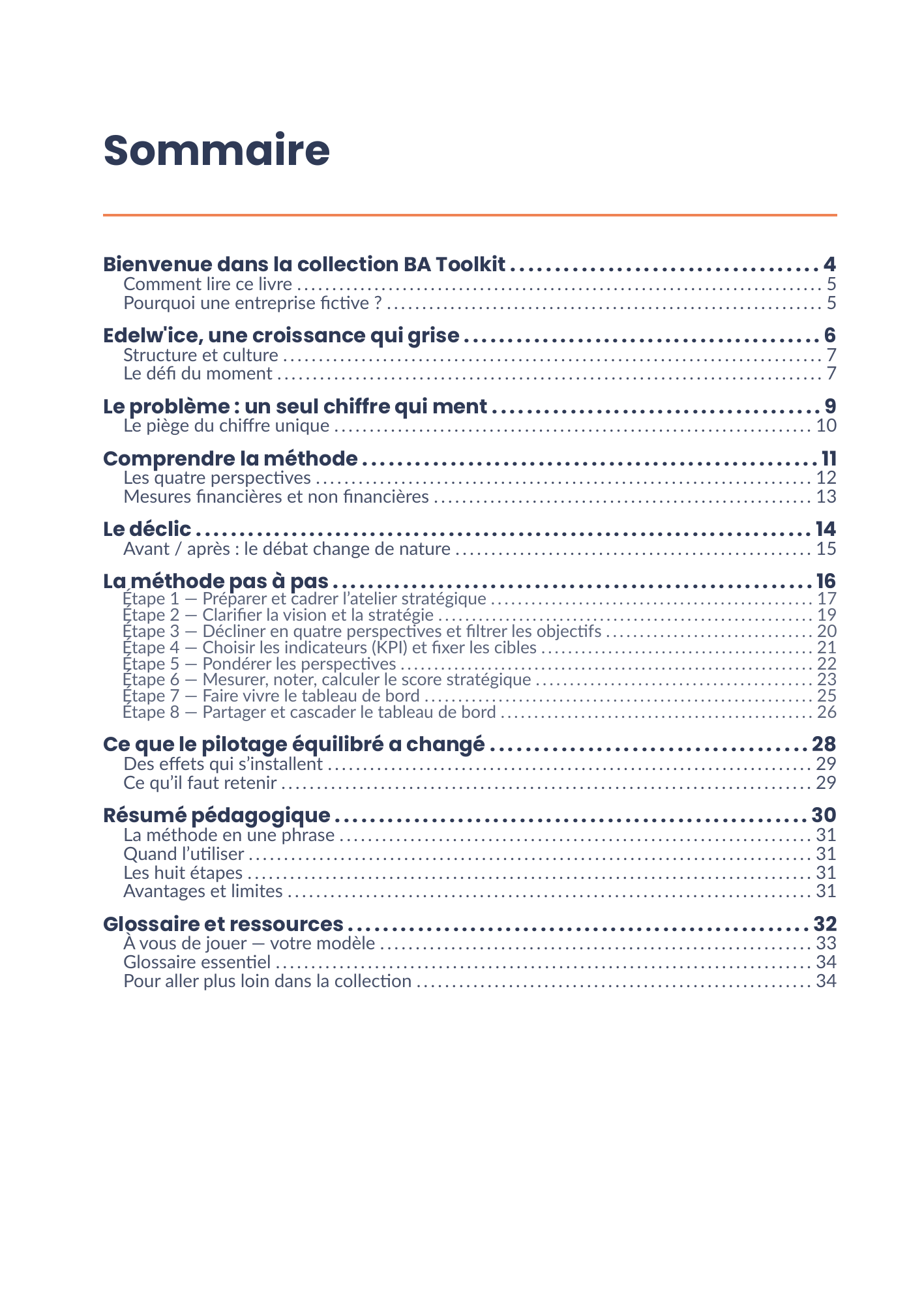 Sommaire complet de l'eBook 03 - Tableau de bord prospectif