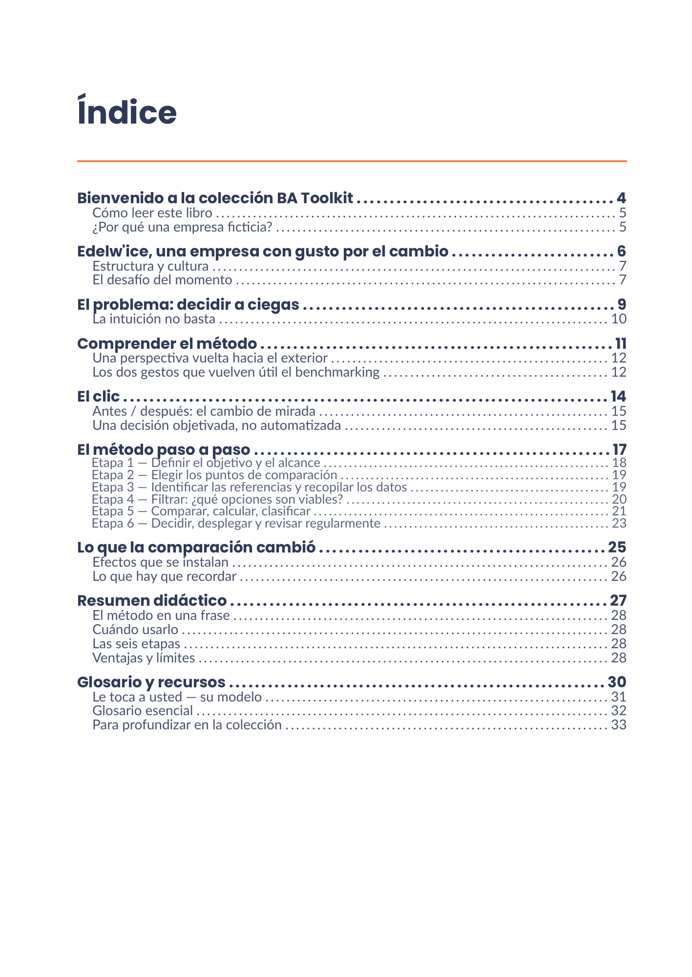 Índice completo del eBook 04 - Benchmarking et analyse du marché
