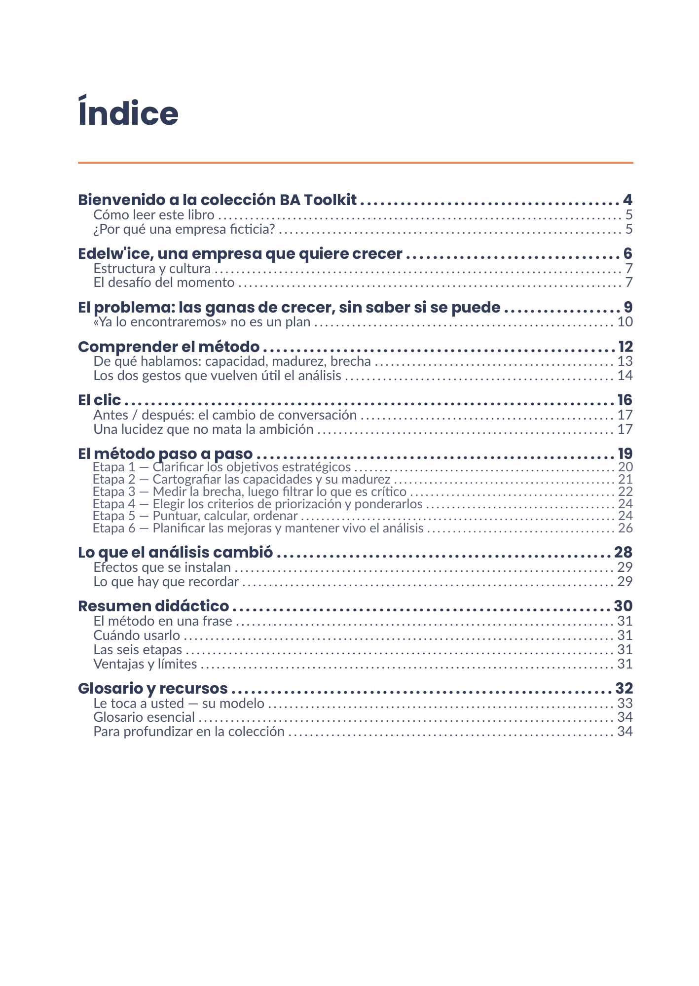Índice completo del eBook 06 - Analyse de capacité de l'entreprise