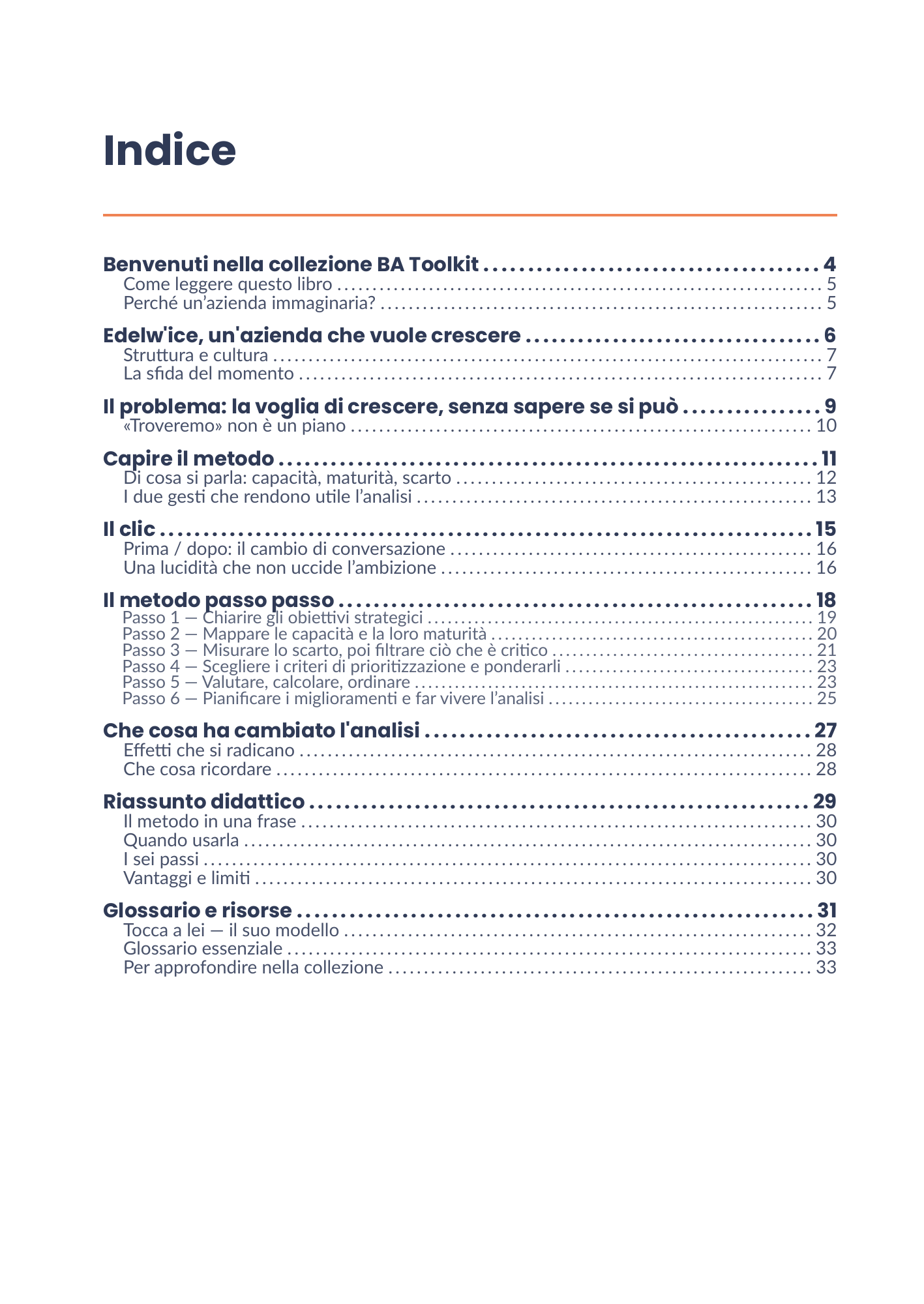 Indice completo dell'eBook 06 - Analyse de capacité de l'entreprise