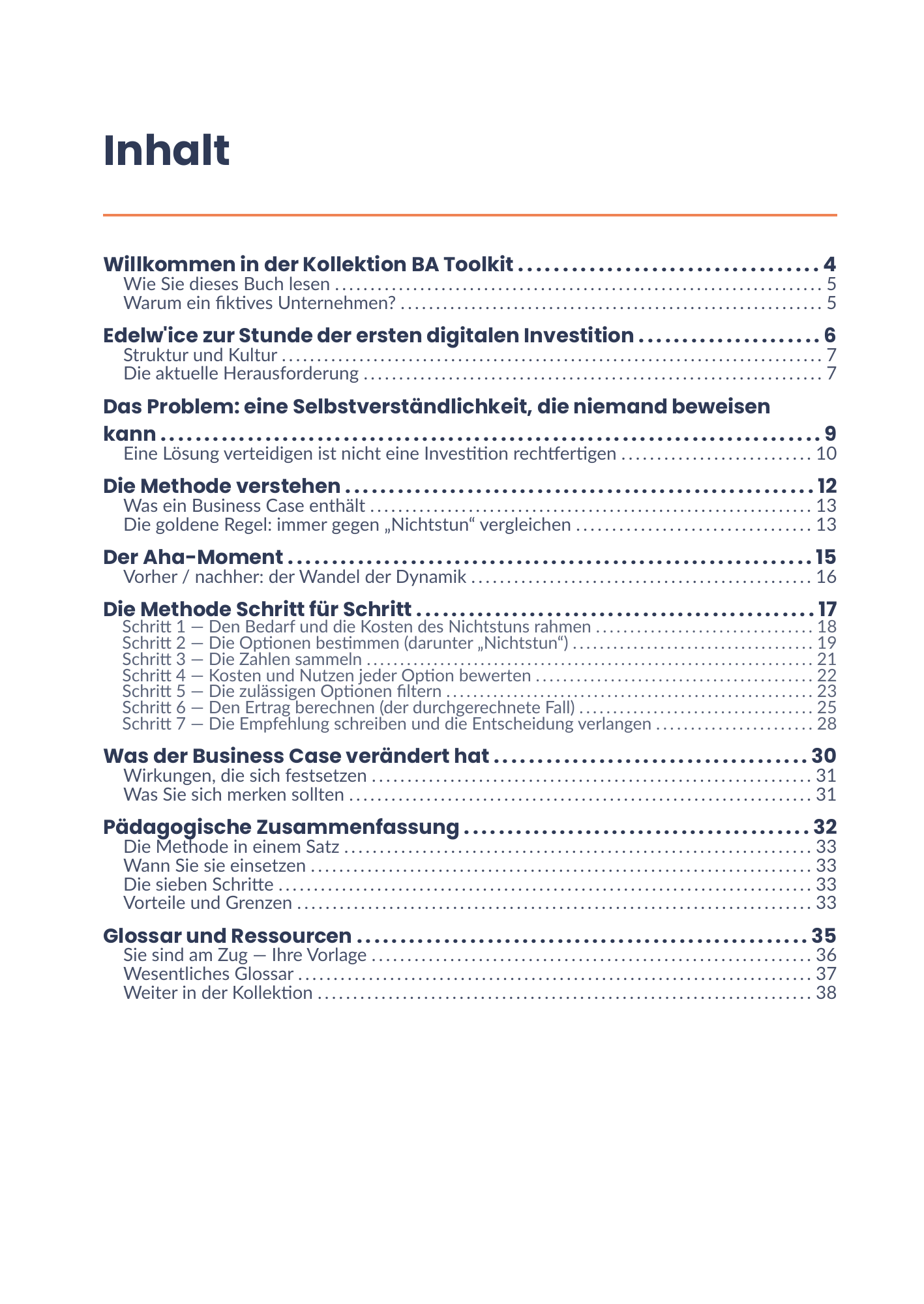 Vollständiges Inhaltsverzeichnis des E-Books 07 - Dossiers d'affaires