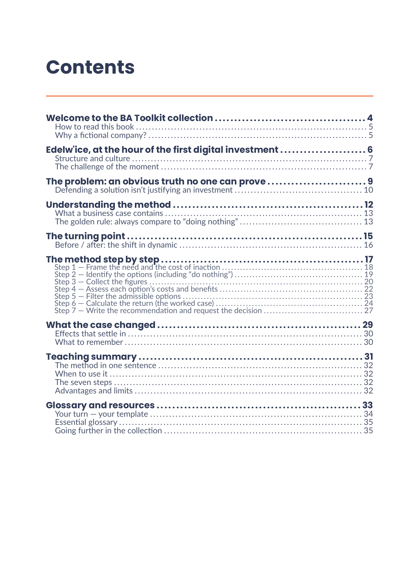 Full table of contents of the eBook 07 - Business Cases