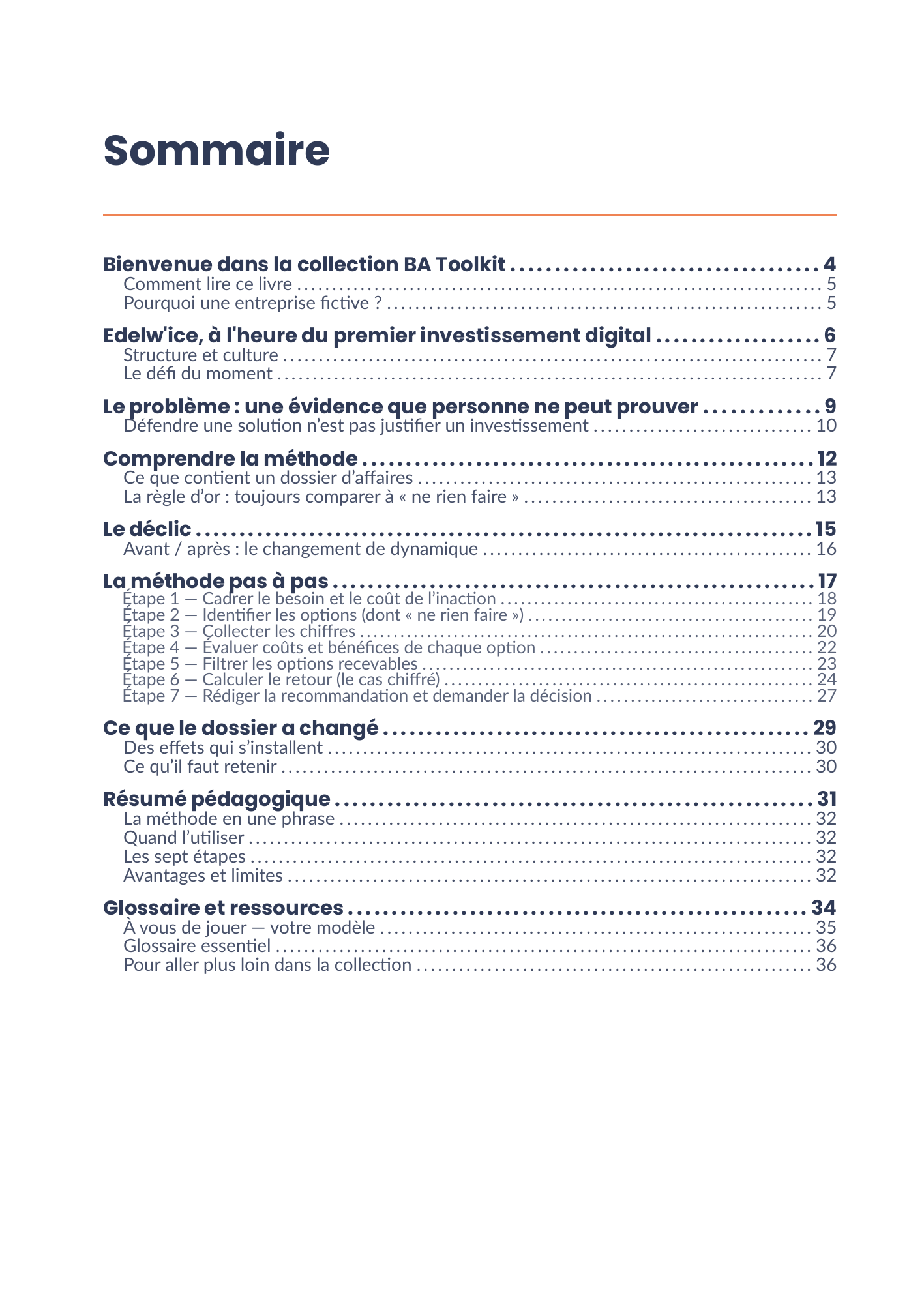 Sommaire complet de l'eBook 07 - Dossiers d'affaires