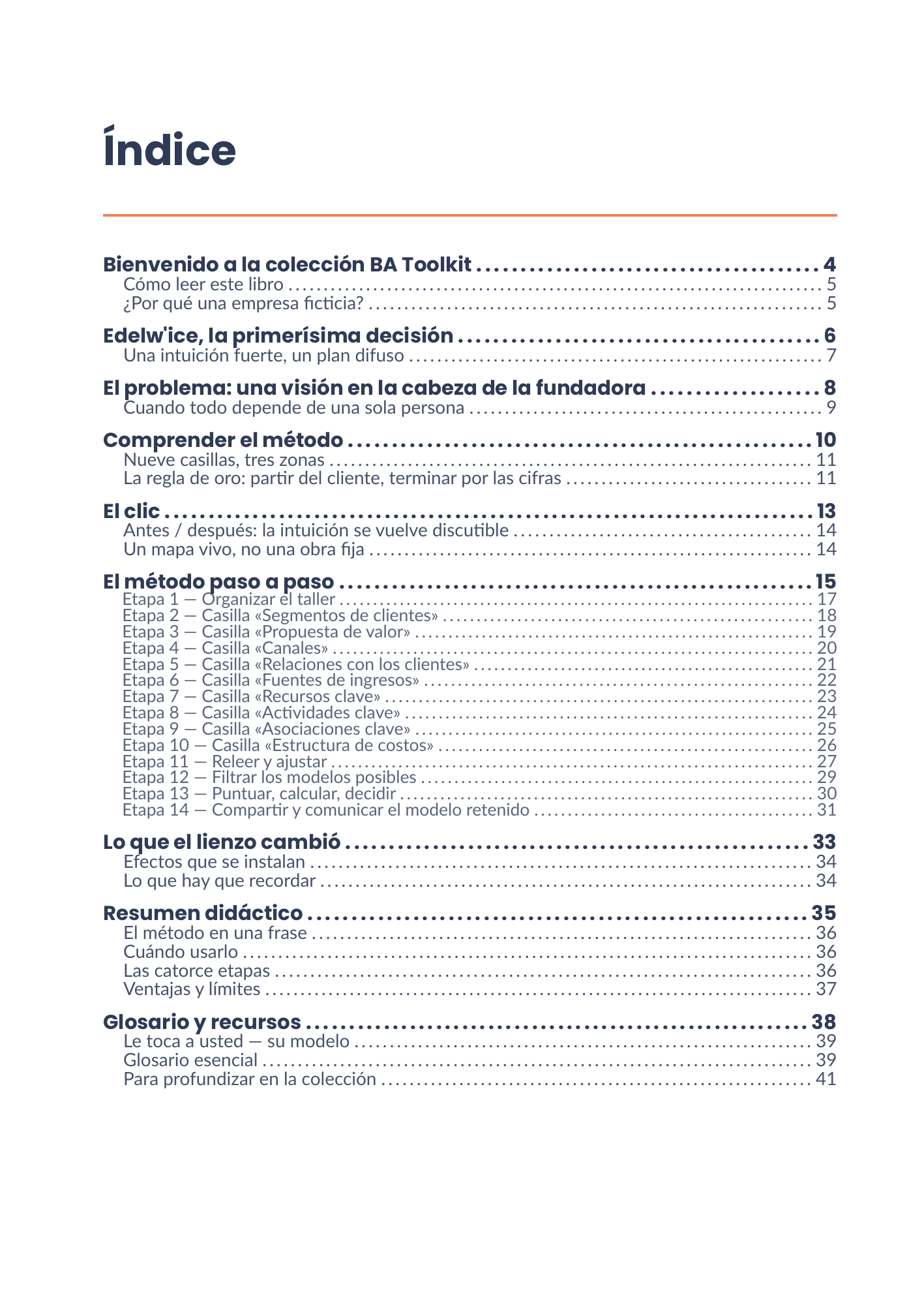 Índice completo del eBook 08 - Canvas Modèle d'Affaires