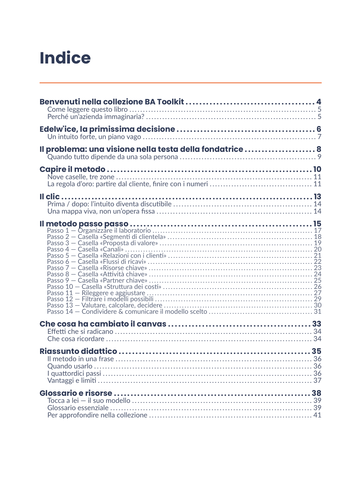 Indice completo dell'eBook 08 - Canvas Modèle d'Affaires