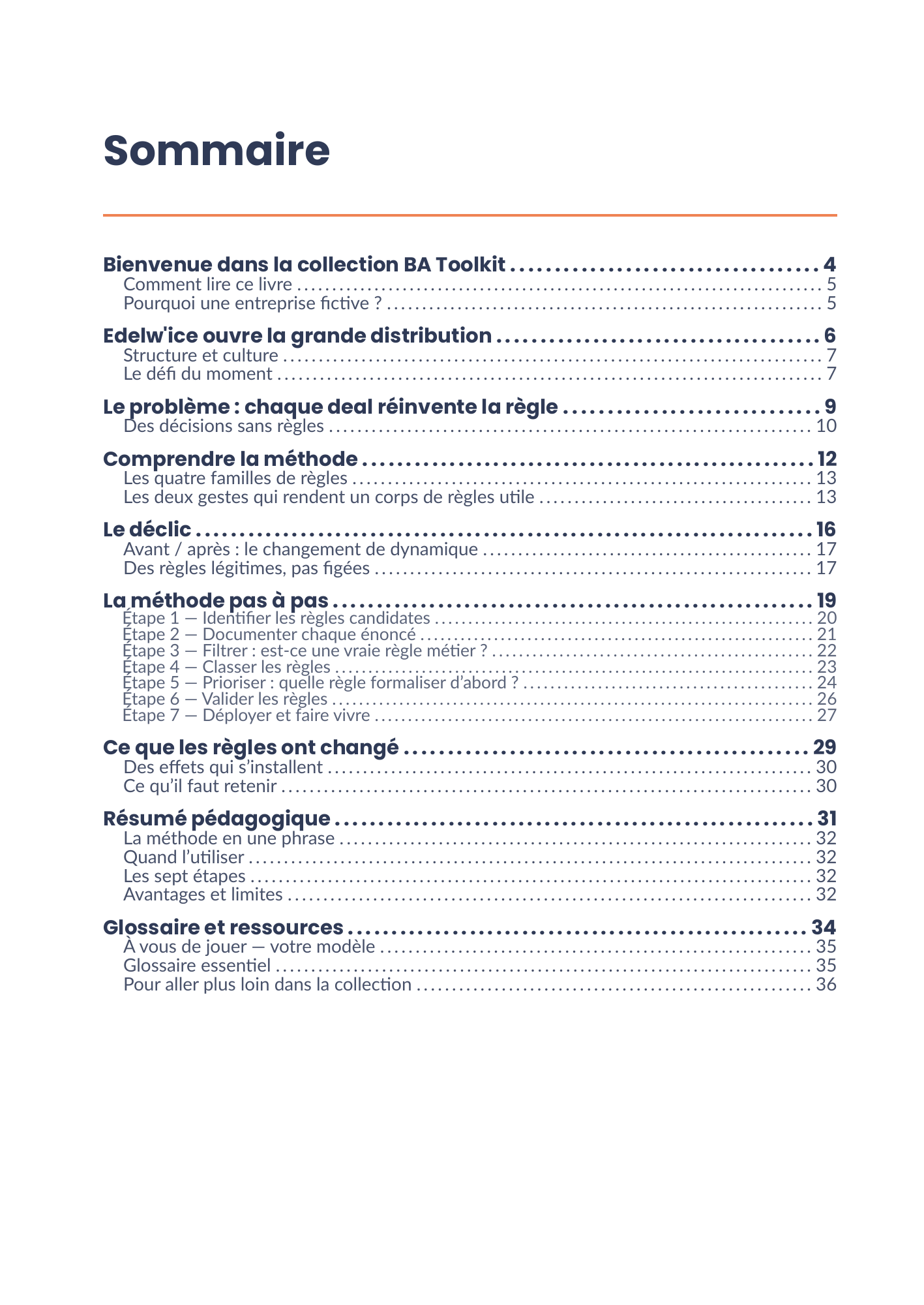 Sommaire complet de l'eBook 09 - Analyse des règles métier