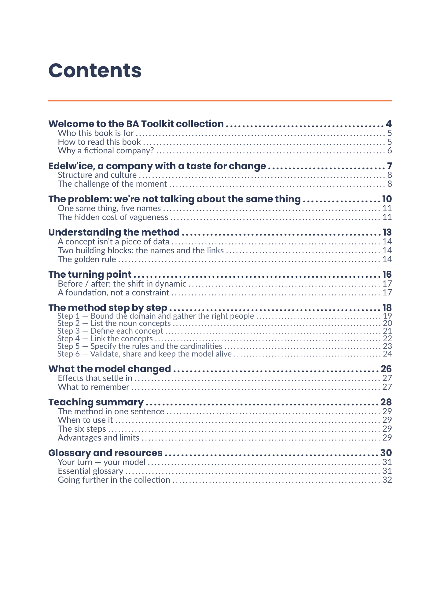 Full table of contents of the eBook 11 - Concept Modelling