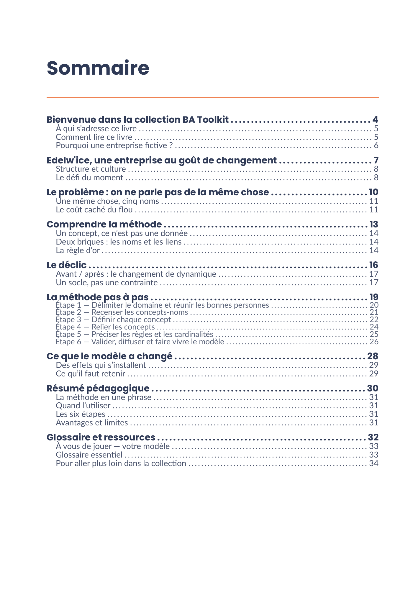 Sommaire complet de l'eBook 11 - Modélisation des concepts