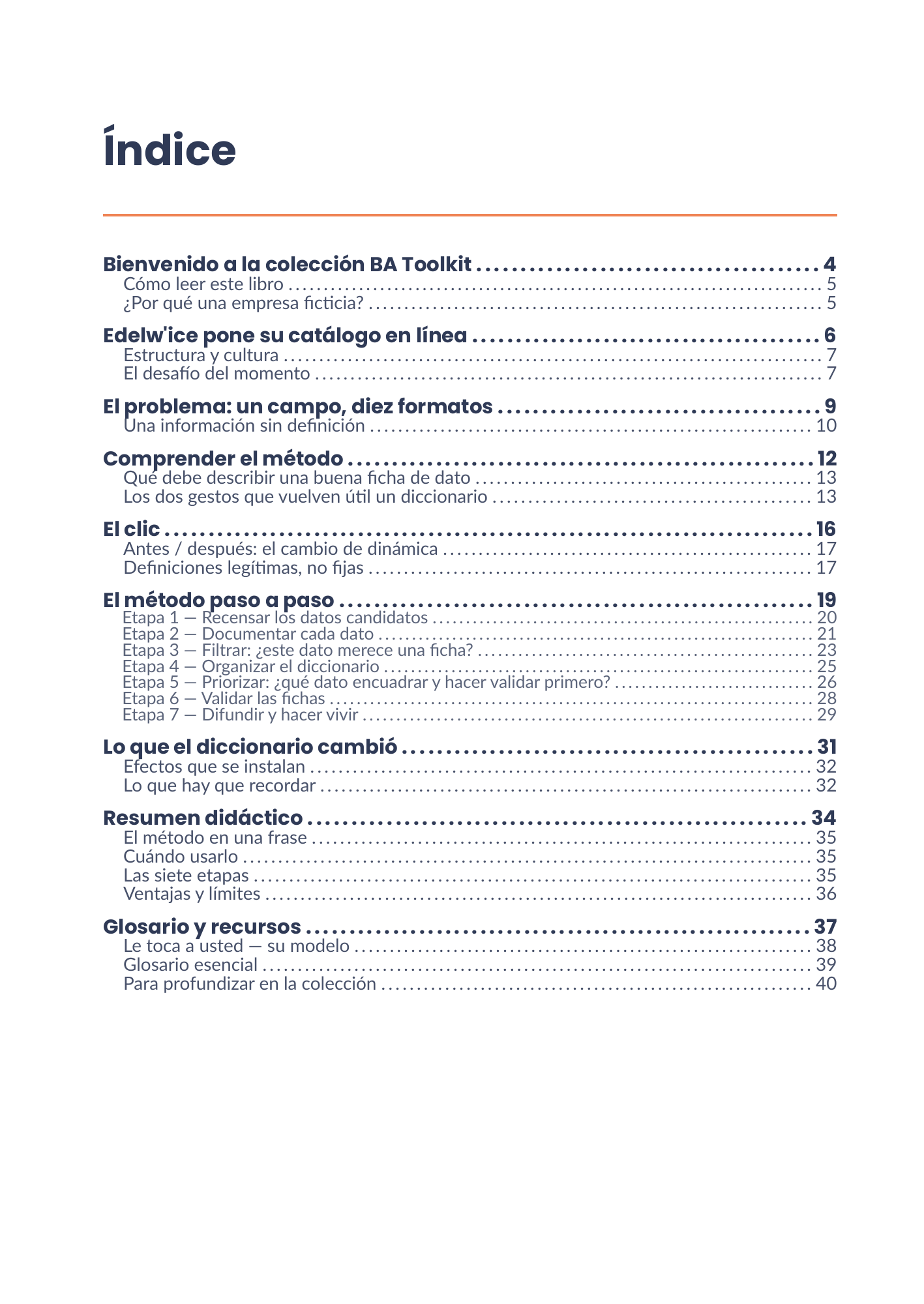 Índice completo del eBook 12 - Dictionnaire de données
