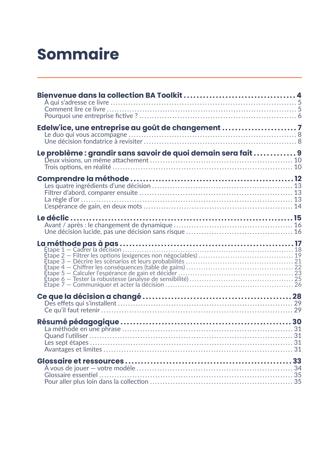 Sommaire complet de l'eBook Analyse décisionnelle