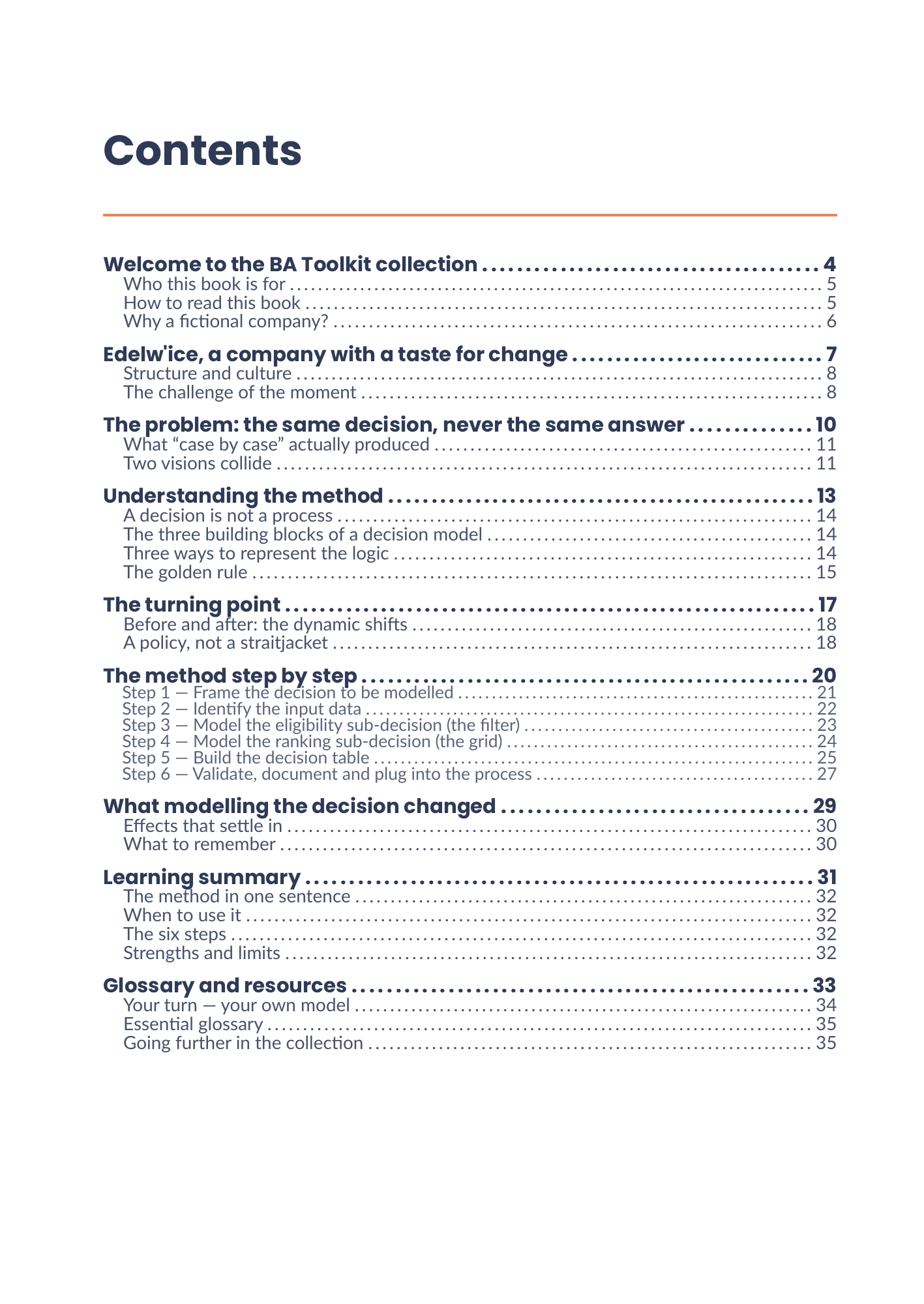 Full table of contents of the eBook 17 - Decision Modelling
