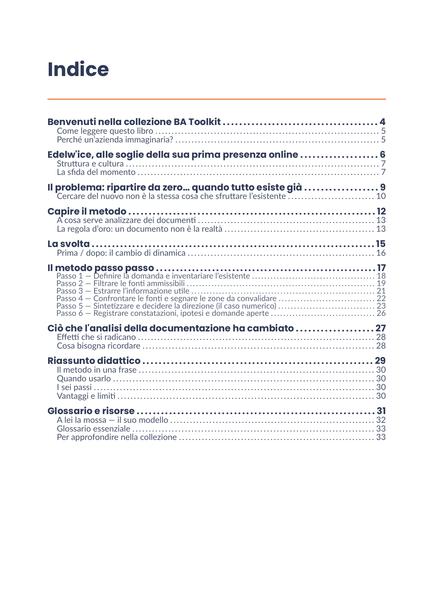 Indice completo dell'eBook 18 - Analyse de la documentation