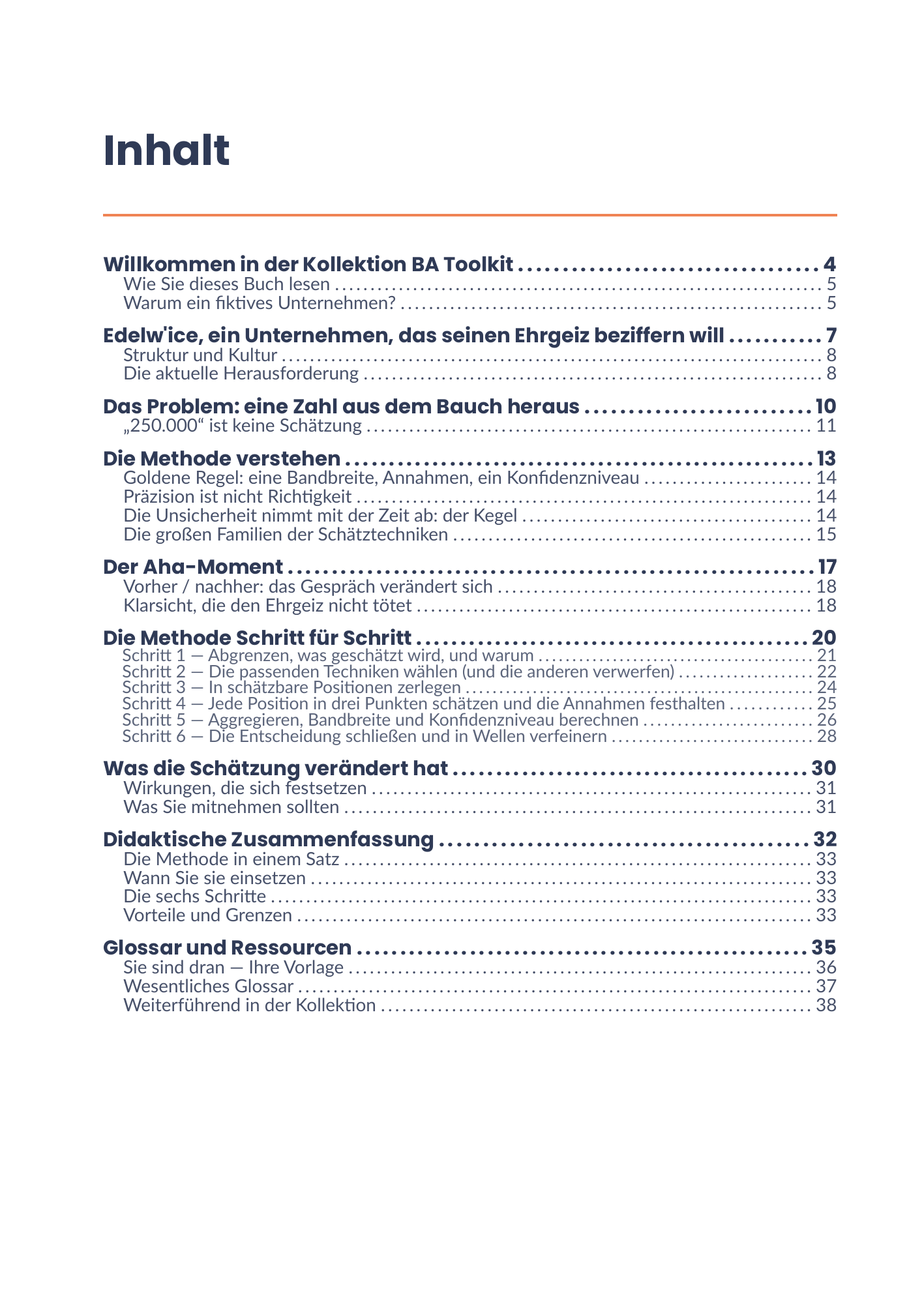 Vollständiges Inhaltsverzeichnis des E-Books 19 - Estimation