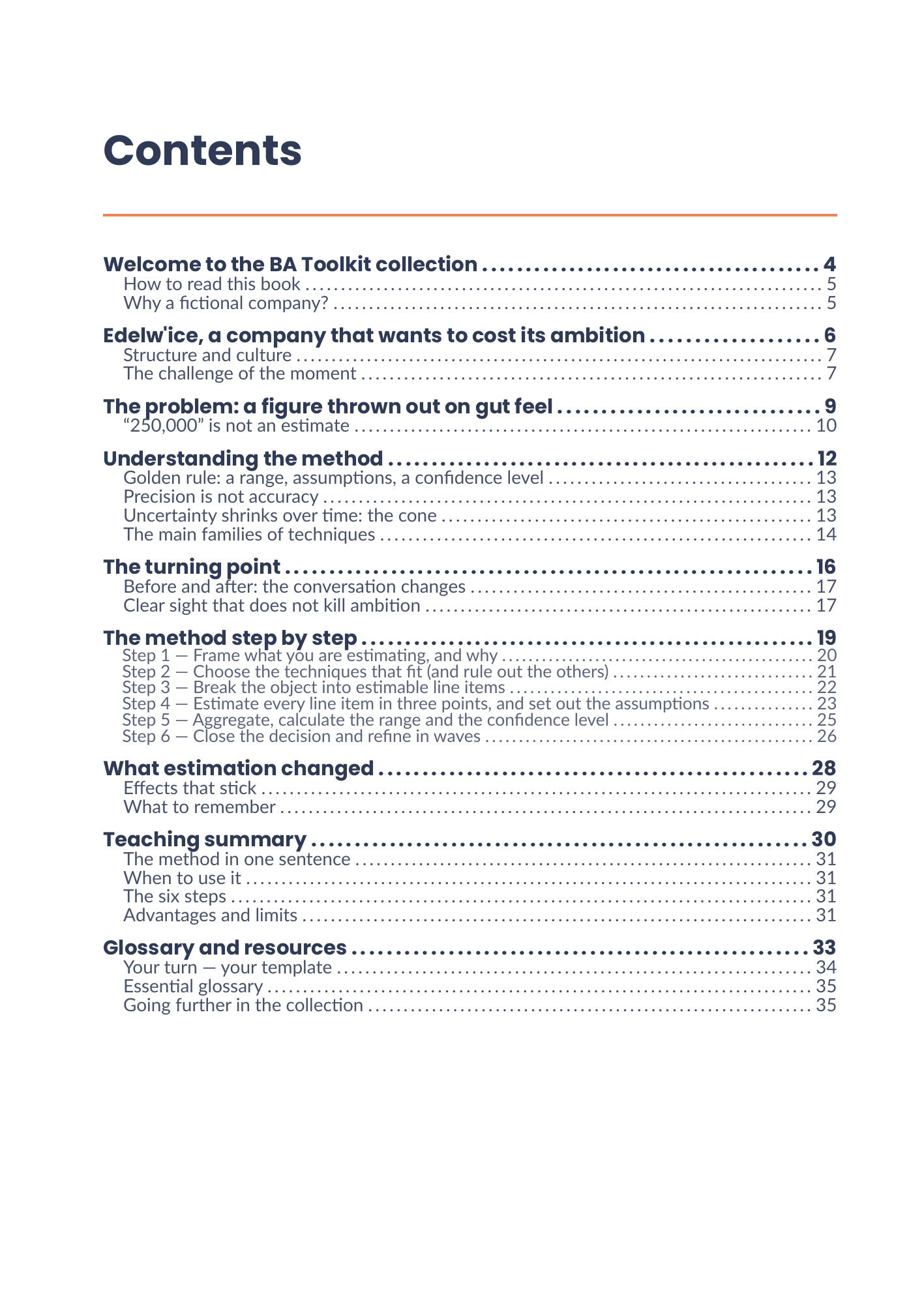 Full table of contents of the eBook 19 - Estimation