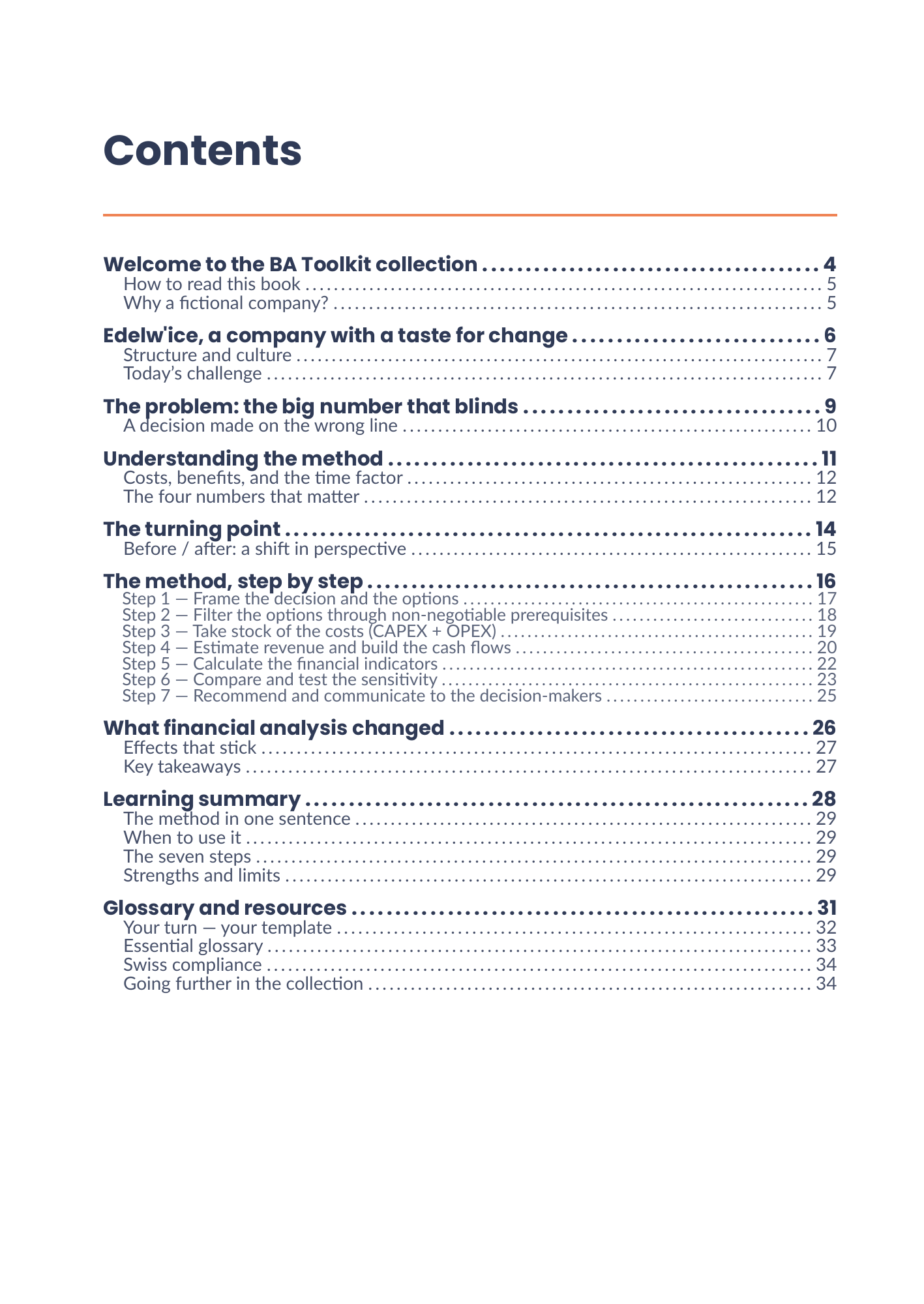 Full table of contents of the eBook 20 - Financial Analysis