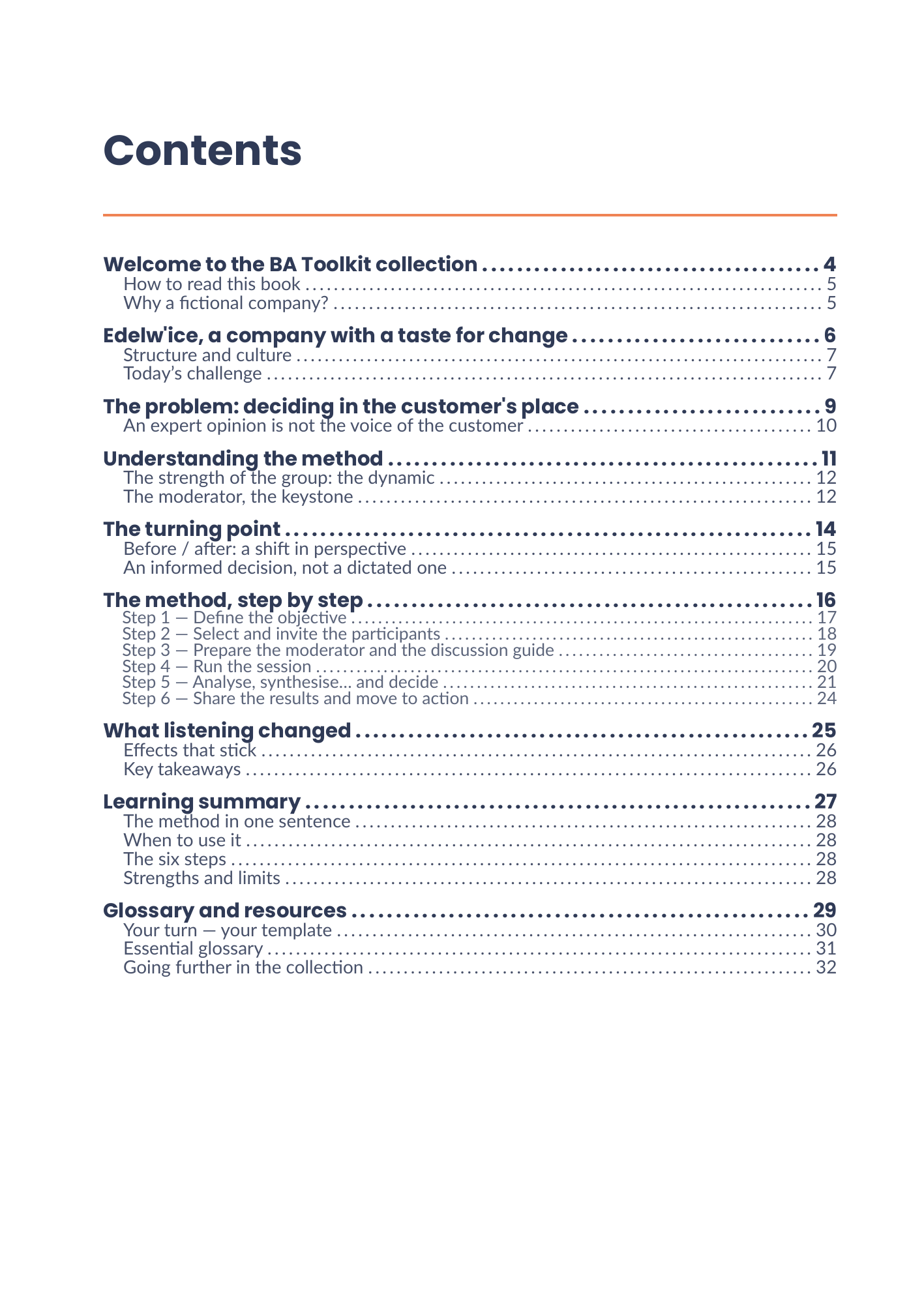 Full table of contents of the eBook 21 - Focus Groups
