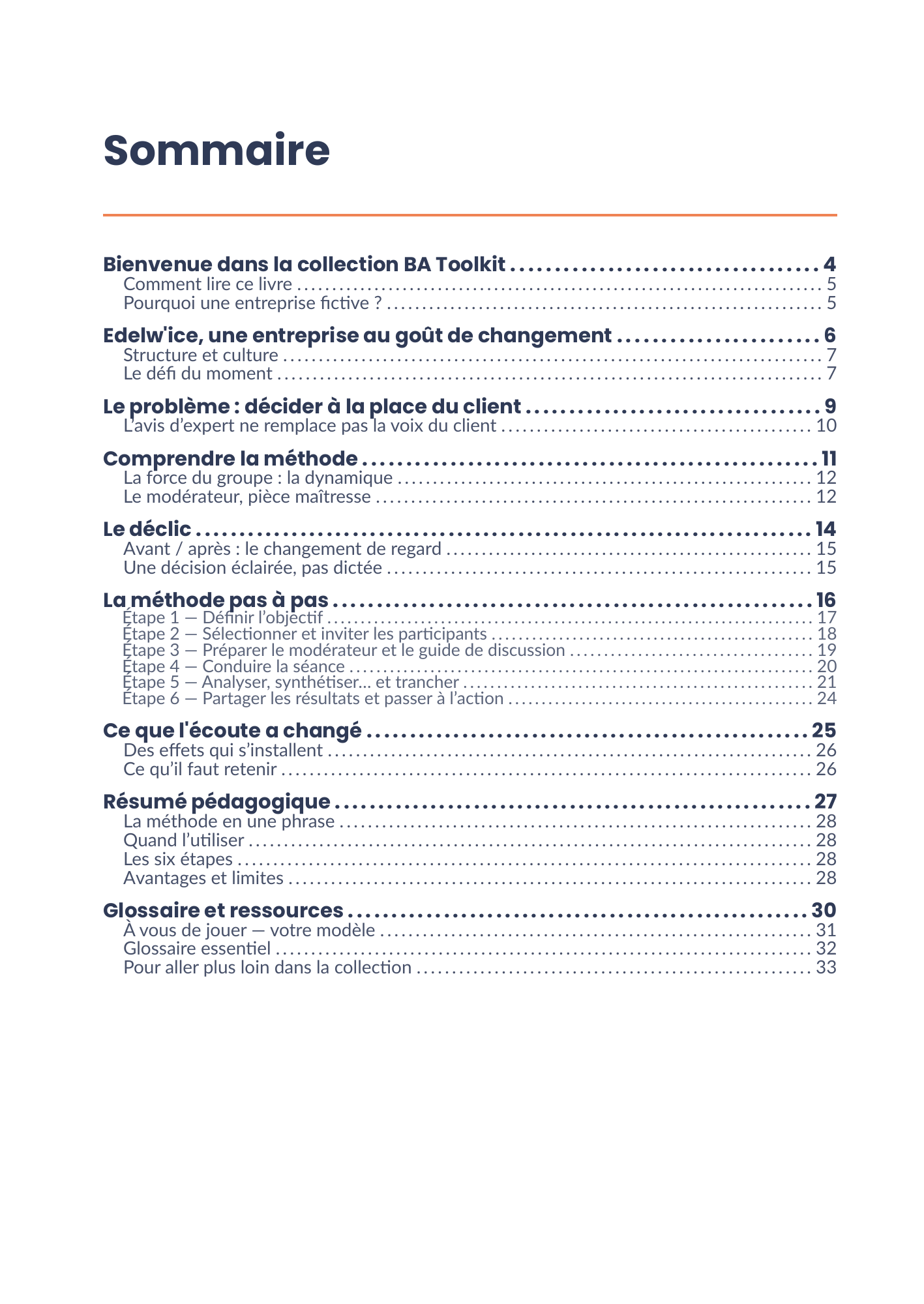 Sommaire complet de l'eBook 21 - Focus group