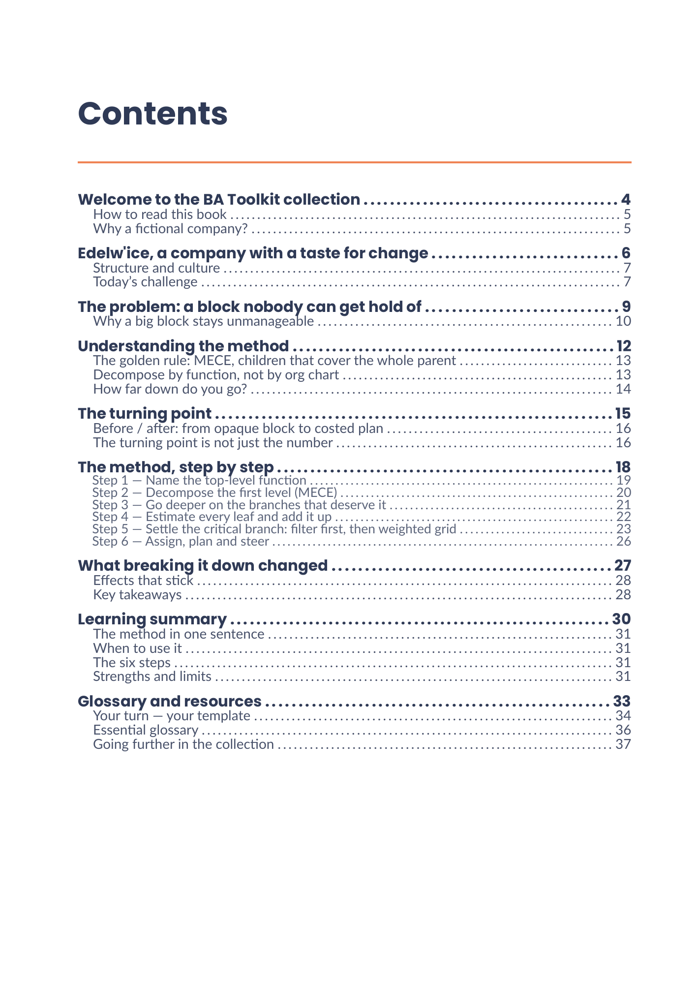 Full table of contents of the eBook 22 - Functional Decomposition