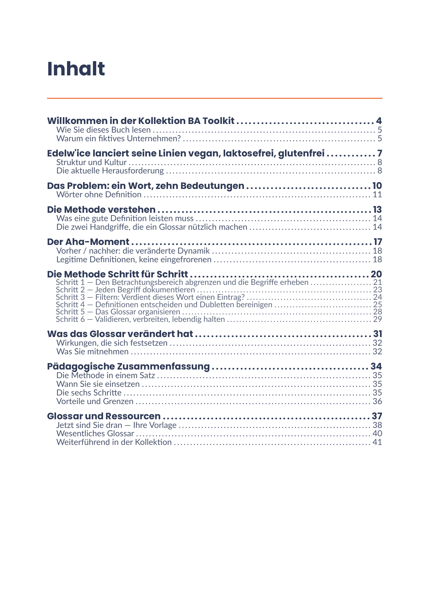Vollständiges Inhaltsverzeichnis des E-Books 23 - Glossaire