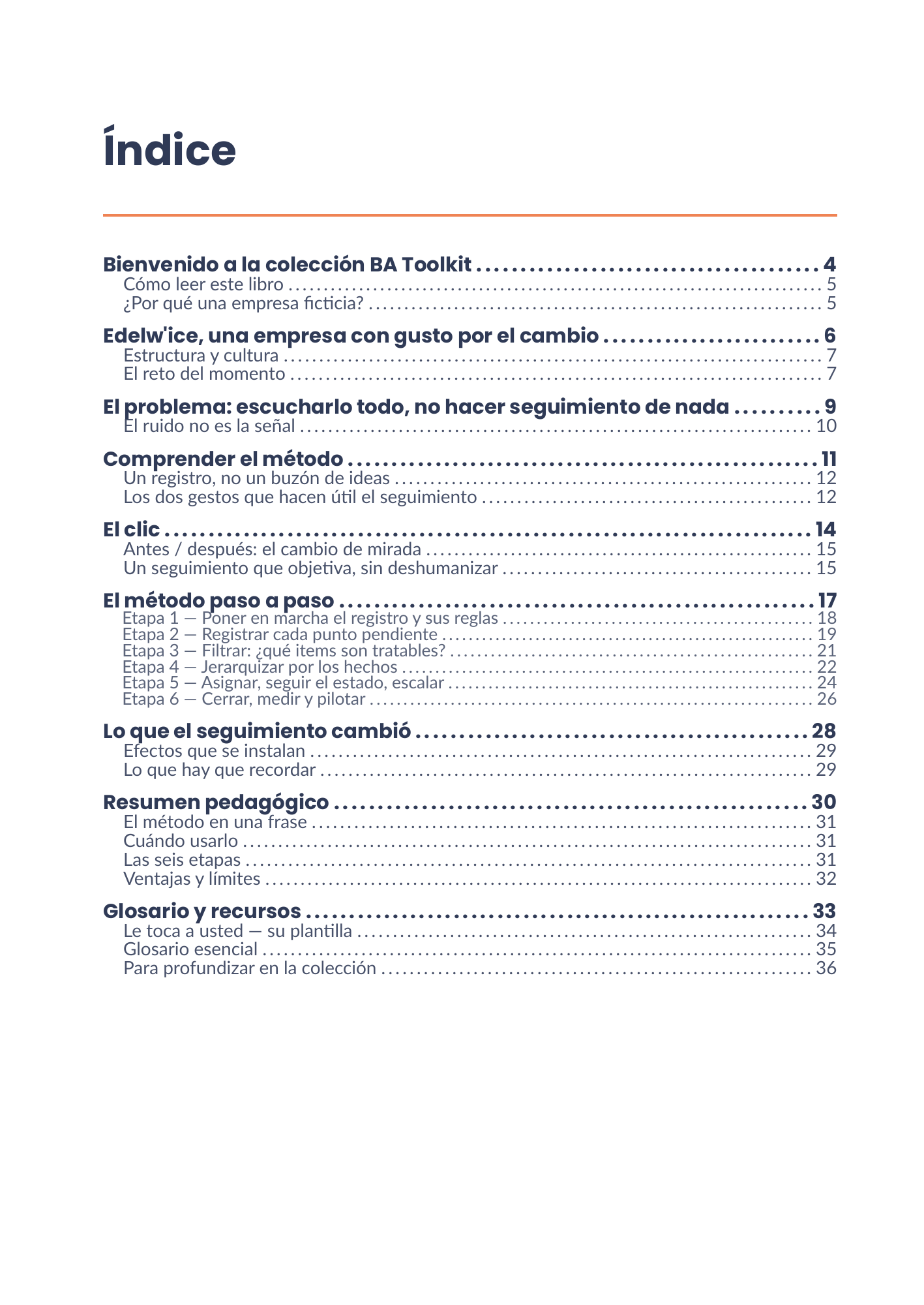 Índice completo del eBook 26 - Gestion des points de suivi