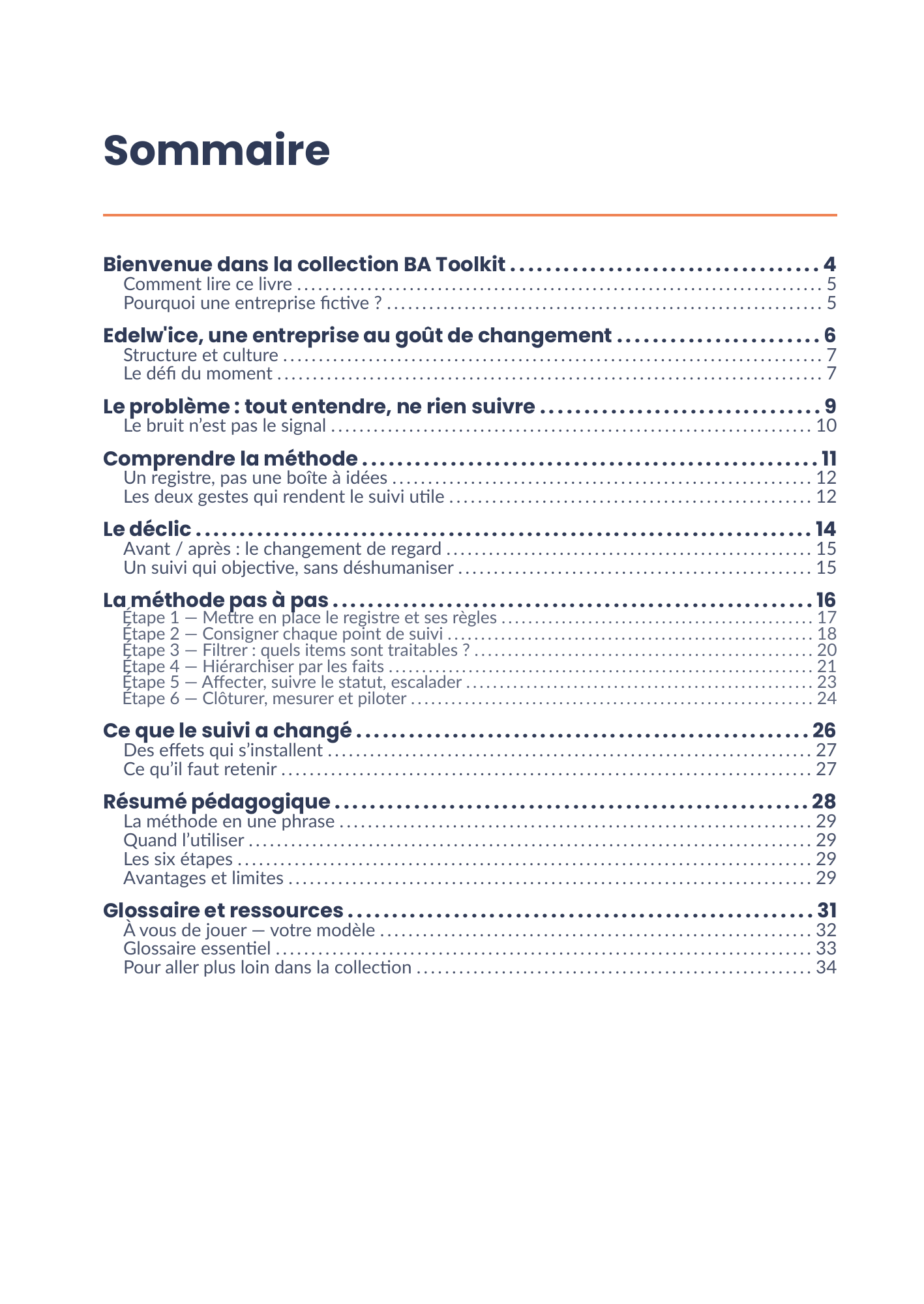 Sommaire complet de l'eBook 26 - Gestion des points de suivi