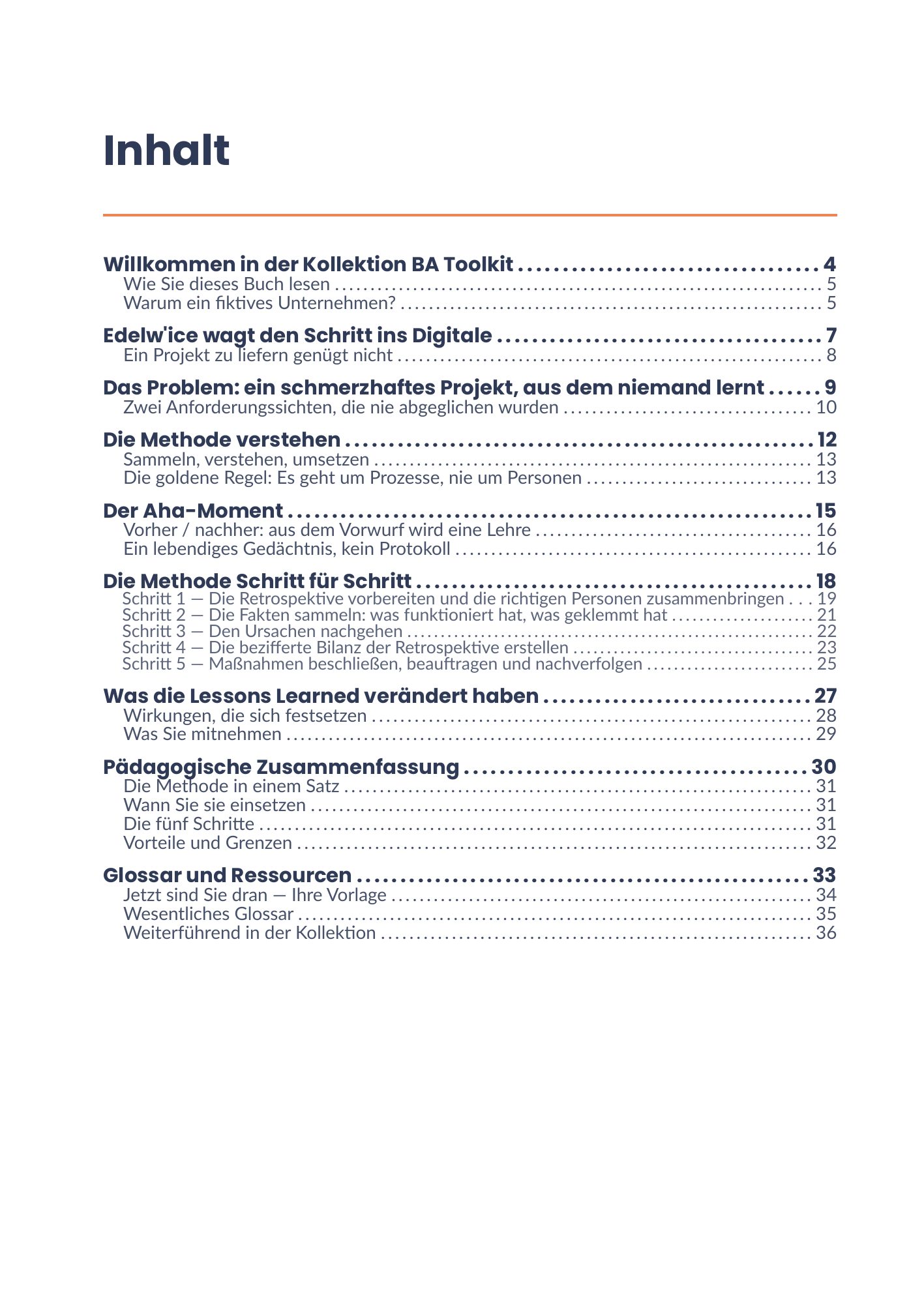 Vollständiges Inhaltsverzeichnis des E-Books 27 - Lessons Learned