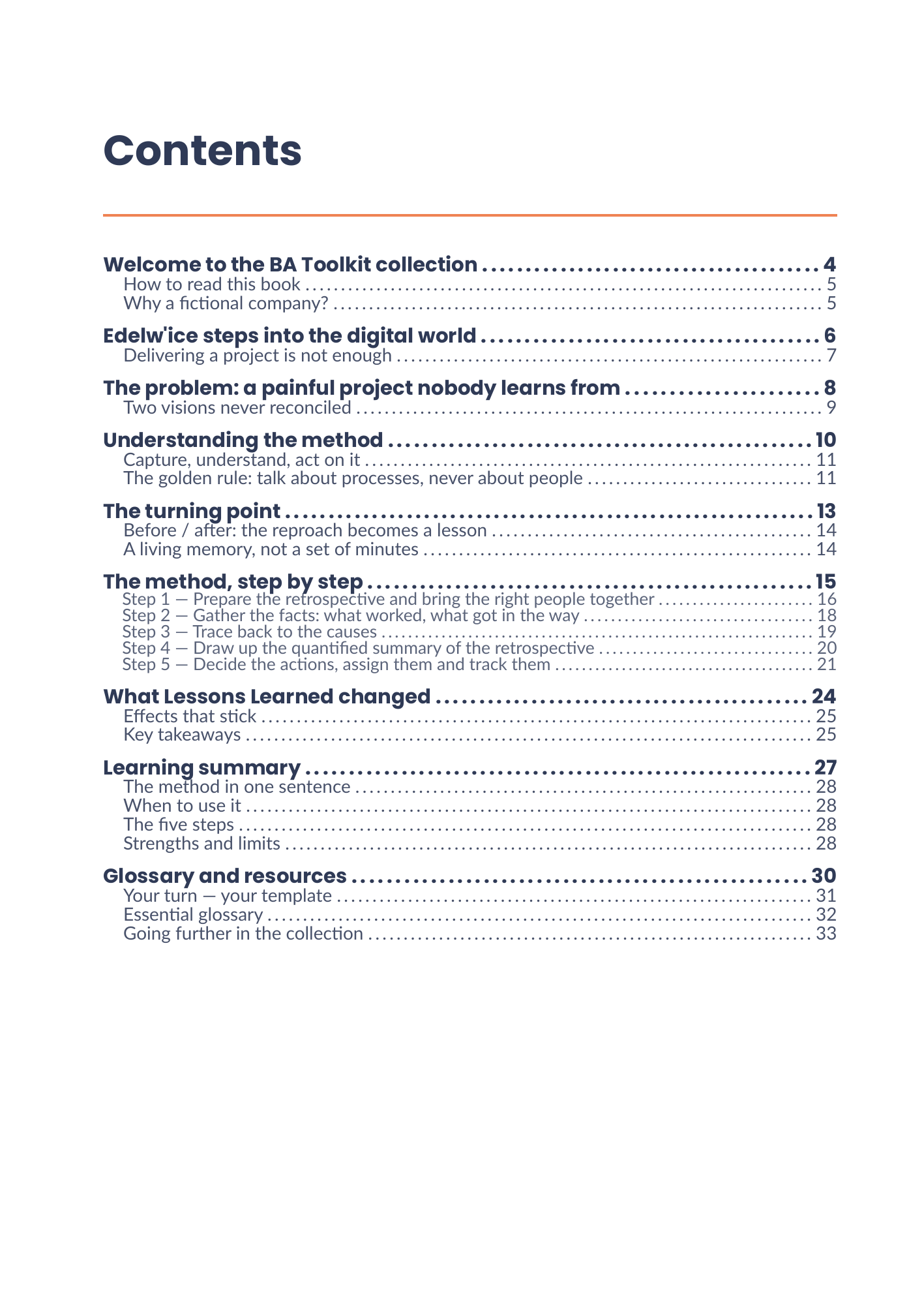 Table of contents of a BA Toolkit volume, as printed in the book