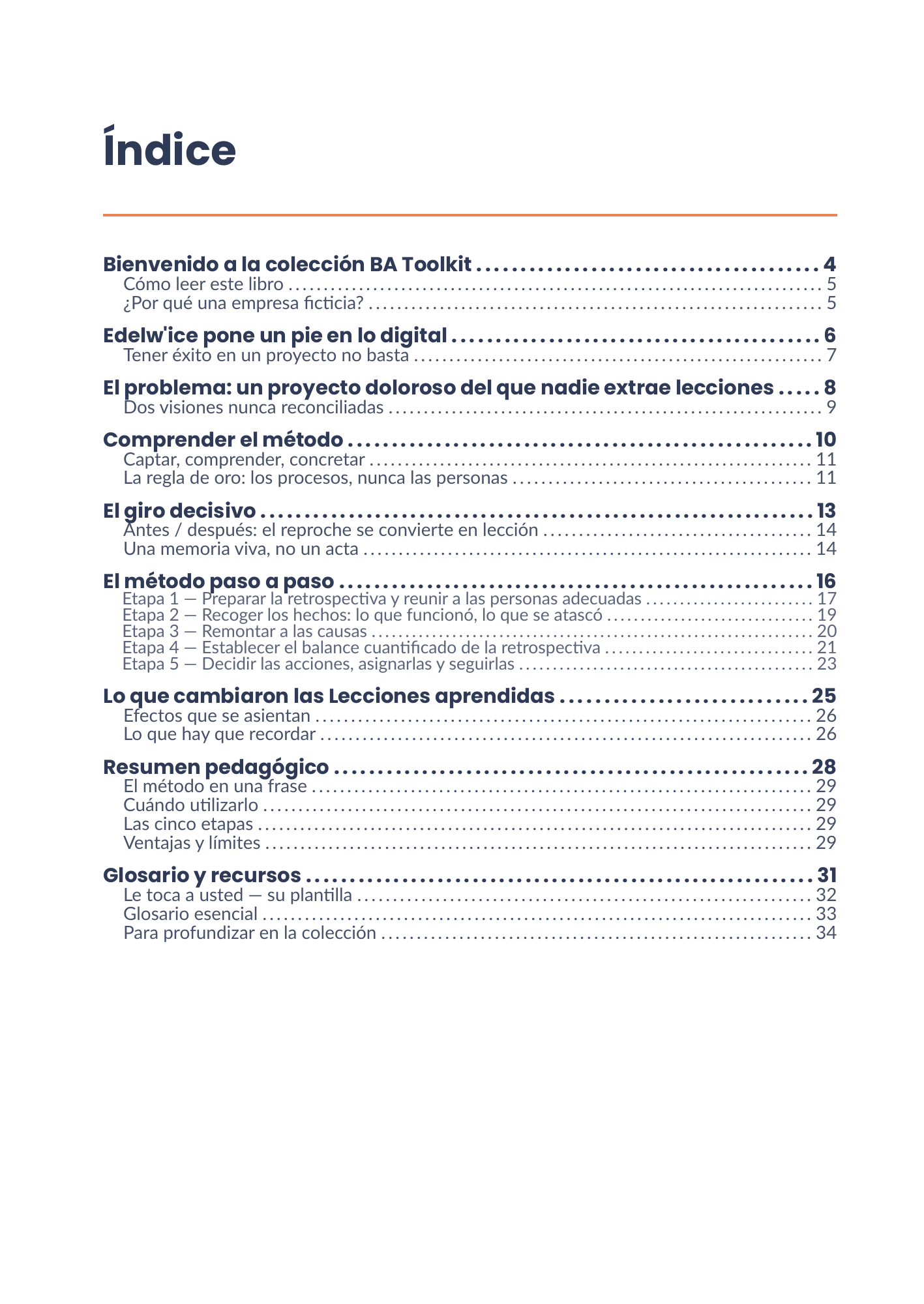 Índice completo del eBook 27 - Lecciones aprendidas