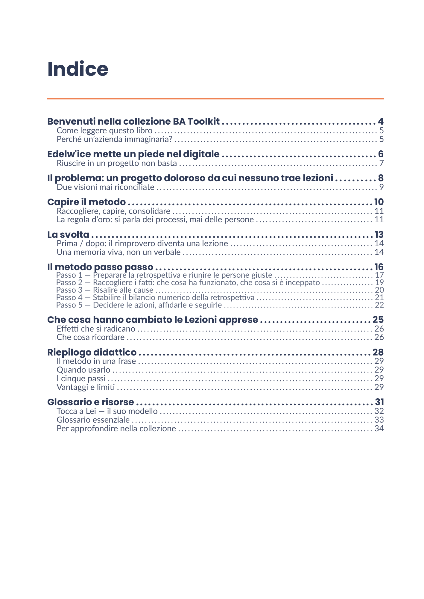 Indice completo dell'eBook 27 - Lezioni apprese