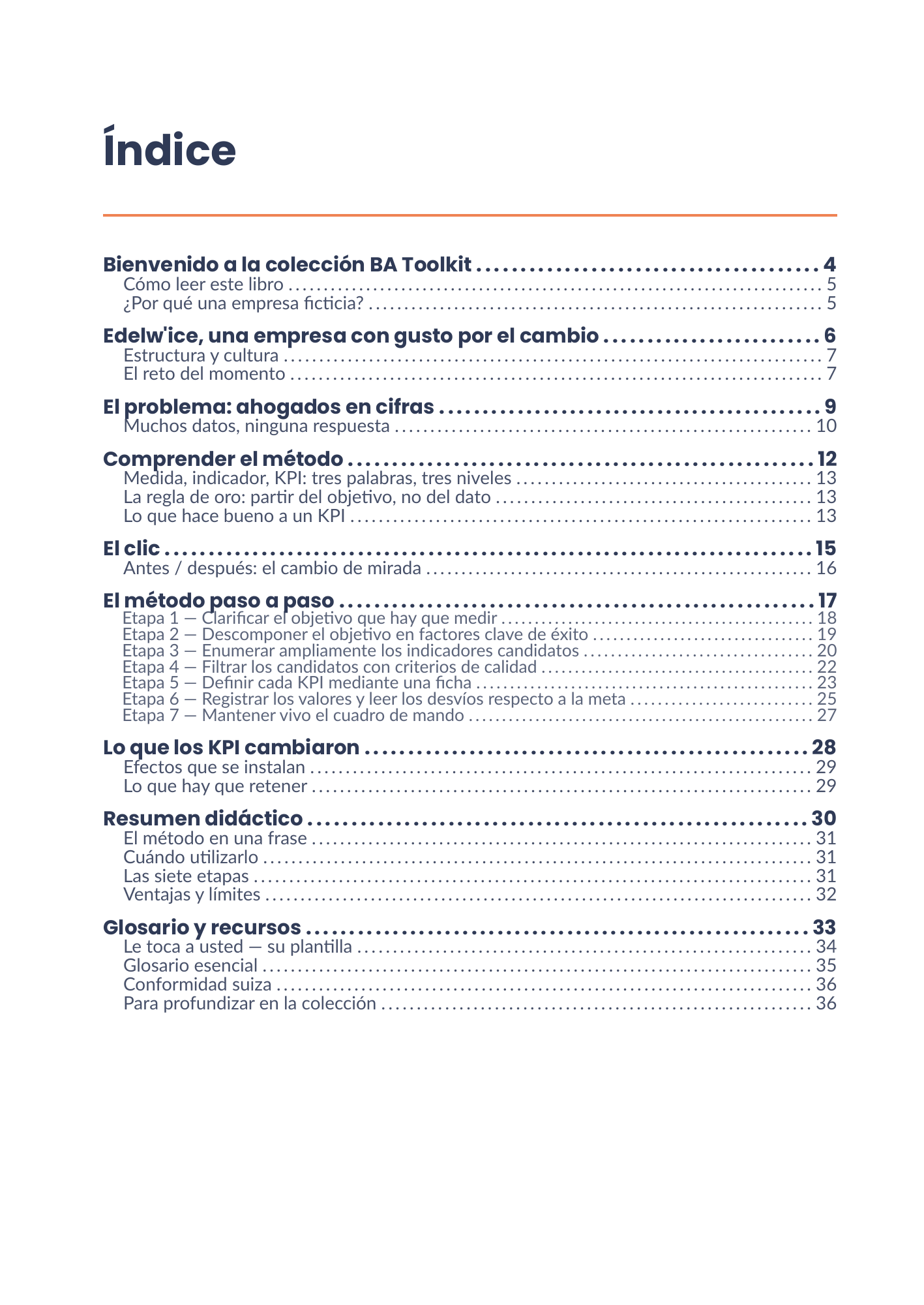 Índice completo del eBook 28 - Mesures et indicateurs clés de performance (ICP)