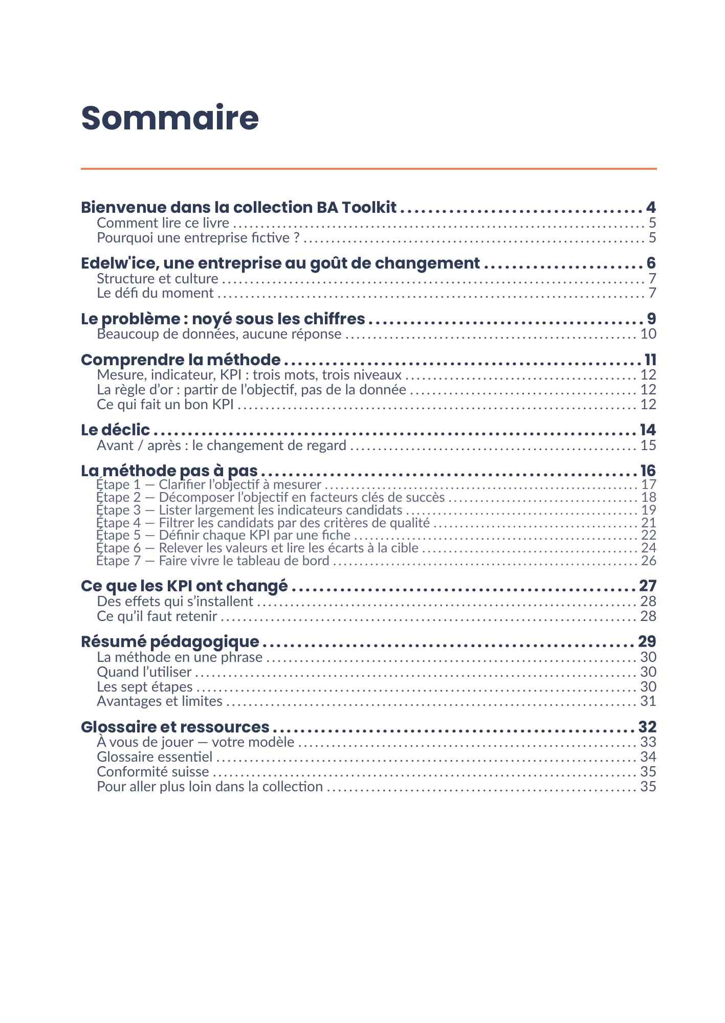 Sommaire complet de l'eBook 28 - Mesures et indicateurs clés de performance (ICP)